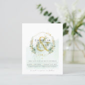 Papier Budget Eucalyptus Vert Mariage QR CODE Invitation (Debout devant)