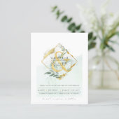 Papier Budget Eucalyptus Vert Mariage QR CODE Invitation (Debout devant)