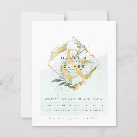 Papier Budget Eucalyptus Vert Mariage QR CODE Invitation (Devant)