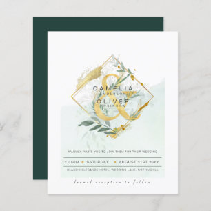 Papier Budget Eucalyptus Vert Mariage QR CODE Invitation