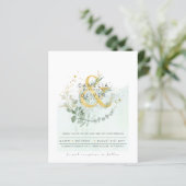 Papier Budget Eucalyptus Vert Mariage QR CODE Invitation (Debout devant)