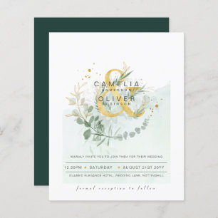 Papier Budget Eucalyptus Vert Mariage QR CODE Invitation