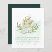 Papier Budget Eucalyptus Vert Mariage QR CODE Invitation (Devant / Derrière)