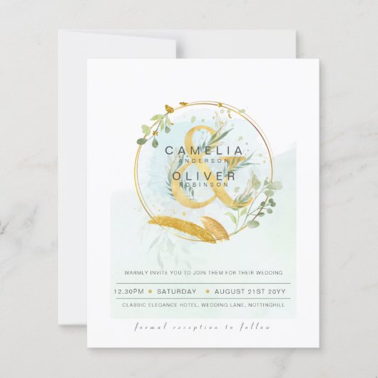 Papier Budget Eucalyptus Vert Mariage QR CODE Invitation (Devant)