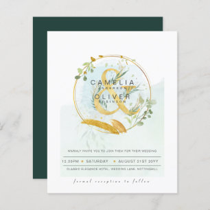 Papier Budget Eucalyptus Vert Mariage QR CODE Invitation