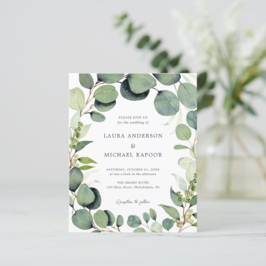 Papier Budget Eucalyptus Vert Mariage rustique (Debout devant)