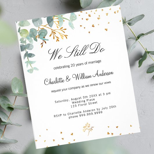 Papier Budget eucalyptus vert vow invitation de renouvell