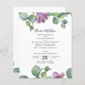 Papier Budget Eucalyptus violet vert Mariage Succulent (Devant / Derrière)