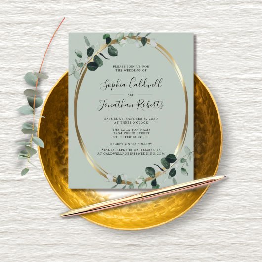 Papier Budget Eucalyptus Website RSVP Sage Wedding Invita