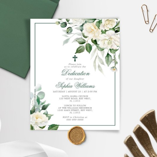 Papier Budget Eucalyptus White Dedication Invitation