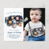 Papier Budget Extérieur Photo 1er Anniversaire Invitation (Devant)