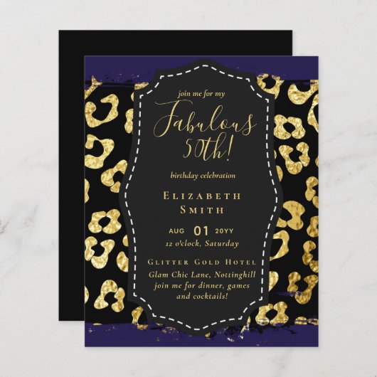 Papier BUDGET Fabuleux 50e anniversaire Glam Chick Invite (Devant / Derrière)