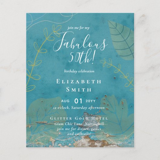 Papier BUDGET Fabuleux 50e anniversaire Glam Chick Invite (Devant)