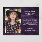 Papier Budget Faire-part de décès Photo Merci Violet (Devant)