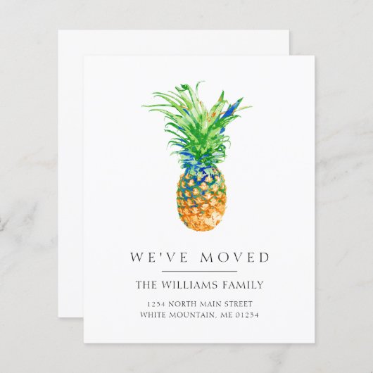 Papier Budget Faire-part de déplacement de l'ananas tropi (Devant / Derrière)