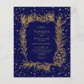 Papier BUDGET faire-part de mariage bleu marine de pin do (Devant)