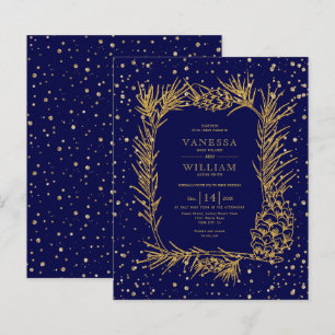 Papier BUDGET faire-part de mariage bleu marine de pin do