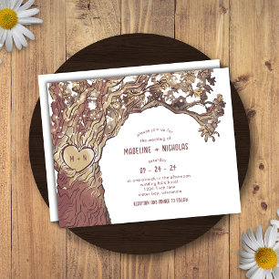 Papier BUDGET Faire-part de mariage de chêne sculpté rust