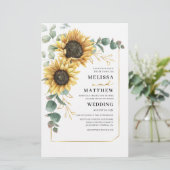 Papier Budget Faire-part de mariage de tournesol Eucalypt (Debout devant)
