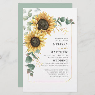 Papier Budget Faire-part de mariage floral de tournesol