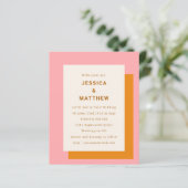 Papier Budget Faire-part de mariage géométrique rose oran (Debout devant)