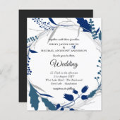 Papier Budget Faire-part de mariage Hiver Bleu Blanc (Devant / Derrière)