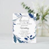 Papier Budget Faire-part de mariage Hiver Bleu Blanc (Debout devant)