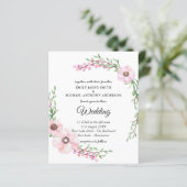 Papier Budget Faire-part de mariage Moderne Rose Floral (Debout devant)
