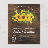 Papier BUDGET Faire-part de mariage Rustique de tournesol (Devant)