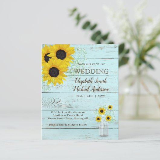 Papier BUDGET Faire-part de mariage Rustique Tournesol Sa (Debout devant)