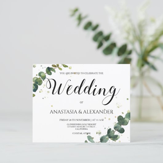 Papier BUDGET/faire-part de mariage simple et élégant. (Debout devant)