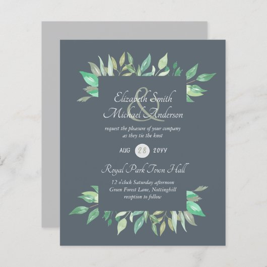 Papier Budget Faire-part de mariage vert moderne (Devant / Derrière)