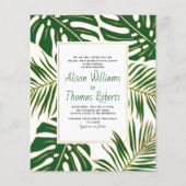 Papier BUDGET faire-part de mariage verts tropicaux feuil (Devant)