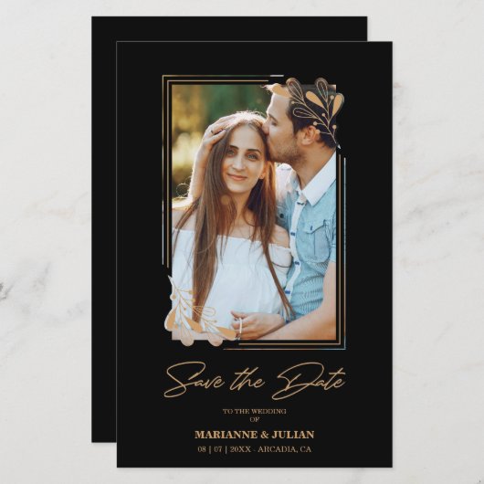 Papier Budget Fake Golden Branches Fancy Calligraphy (Devant / Derrière)