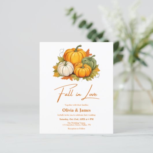 Papier Budget Fall in Love Automne Rustique Mariage Invit (Debout devant)