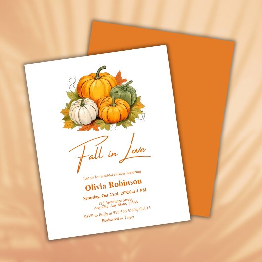 Papier Budget Fall in Love Citrouille Invitation Fête des