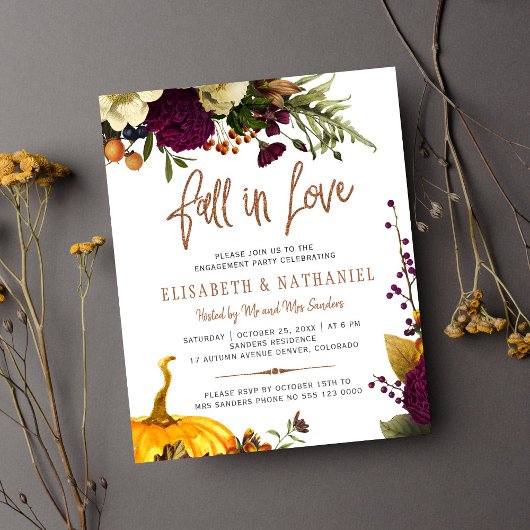 Papier Budget Fall in Love engagement party Invitation