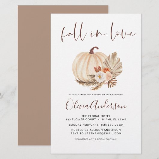 Papier Budget Fall in Love Fête des mariées Terracotta (Devant / Derrière)