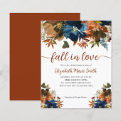 Papier Budget Fall in Love Floral Navy Blue Fête des mari (Devant / Derrière)