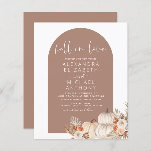 Papier Budget Fall in Love Mariage Citrouille blanc (Devant / Derrière)