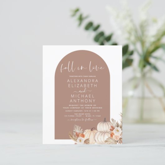 Papier Budget Fall in Love Mariage Citrouille blanc (Debout devant)