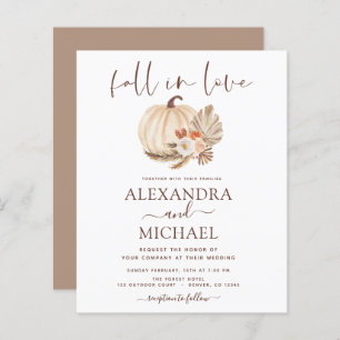 Papier Budget Fall in Love Mariage Pampas Citrouille en h