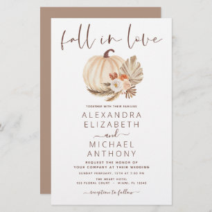 Papier Budget Fall in Love Mariage Pampas Citrouille en h