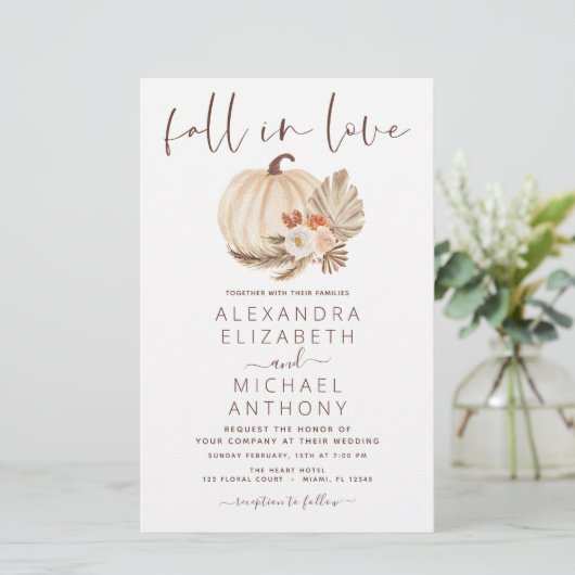 Papier Budget Fall in Love Mariage Pampas Citrouille en h (Debout devant)