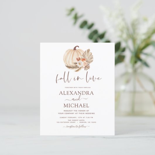 Papier Budget Fall in Love Mariage Pampas Citrouille en h (Debout devant)