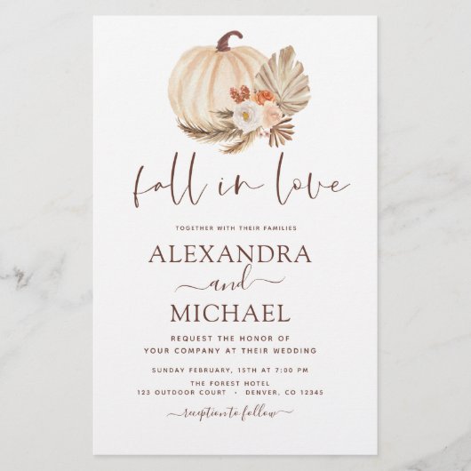 Papier Budget Fall in Love Mariage Pampas Citrouille en h (Devant)