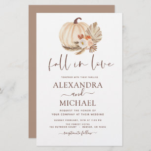 Papier Budget Fall in Love Mariage Pampas Citrouille en h