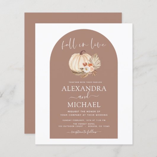 Papier Budget Fall in Love Mariage Terracotta (Devant / Derrière)