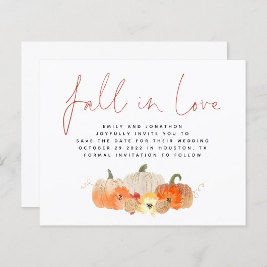 Papier Budget Fall in Love Parties scintillant Citrouille (Devant / Derrière)