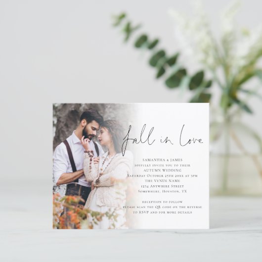 Papier Budget Fall In Love Photo QR Code Mariage Invitati (Debout devant)